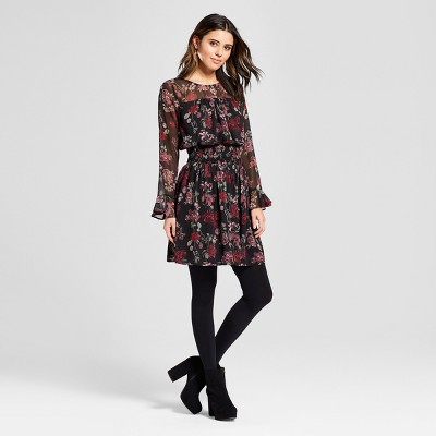 Long Sleeve Floral Print Dresses